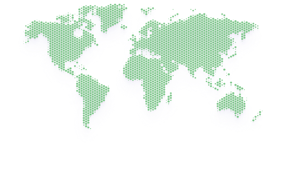 Dotted world map showing global presence